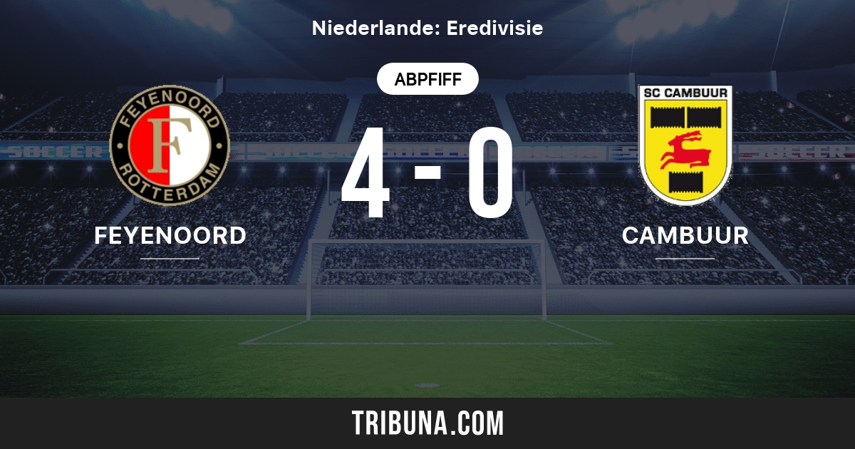 Feyenoord Rotterdam Vs Cambuur Live Score Stream Und Head To Head Ergebnisse 22 08 1999 Vorschau Der Partie Feyenoord Rotterdam Vs Cambuur Team Anstosszeit Tribuna Com