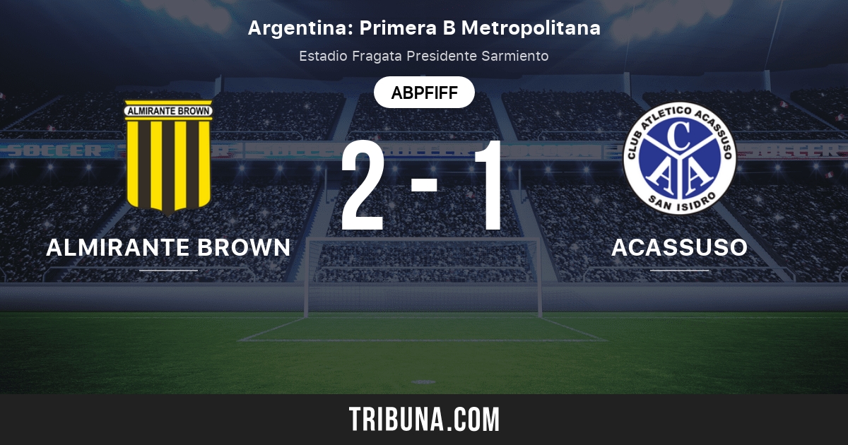 Almirante Brown Vs Atletico Acassuso Live Score Stream Und Head To Head Ergebnisse 27 12 2020 Vorschau Der Partie Almirante Brown Vs Atletico Acassuso Team Anstosszeit Tribuna Com