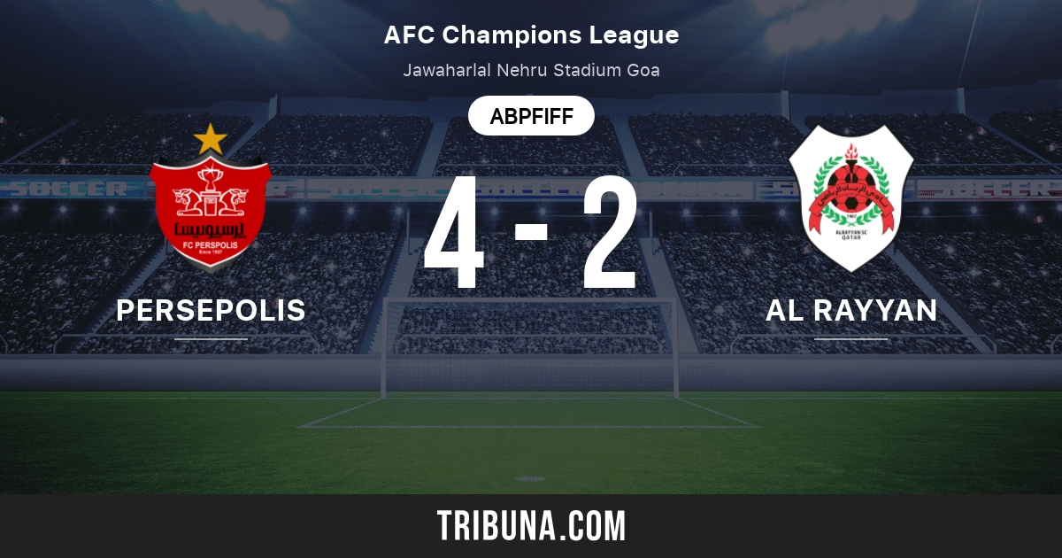 Persepolis Fc Vs Al Rayyan Live Score Stream Und Head To Head Ergebnisse 29 04 2021 Vorschau Der Partie Persepolis Fc Vs Al Rayyan Team Anstosszeit Tribuna Com