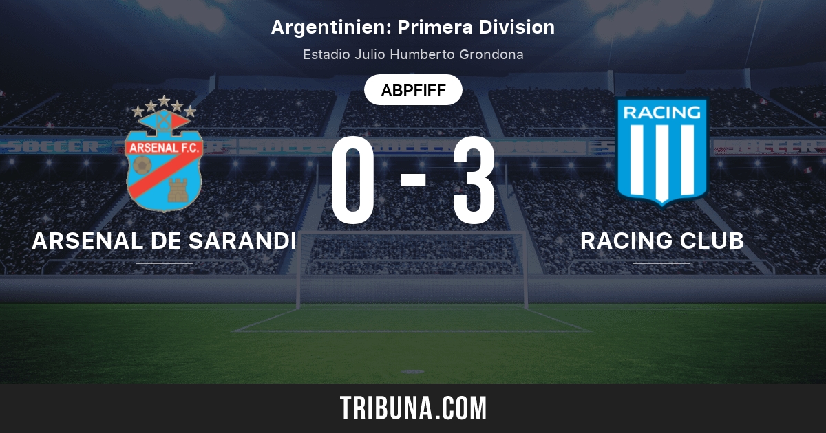 Arsenal De Sarandi Vs Racing Club Live Score Stream Und Head To Head Ergebnisse 21 08 2021 Vorschau Der Partie Arsenal De Sarandi Vs Racing Club Team Anstosszeit Tribuna Com
