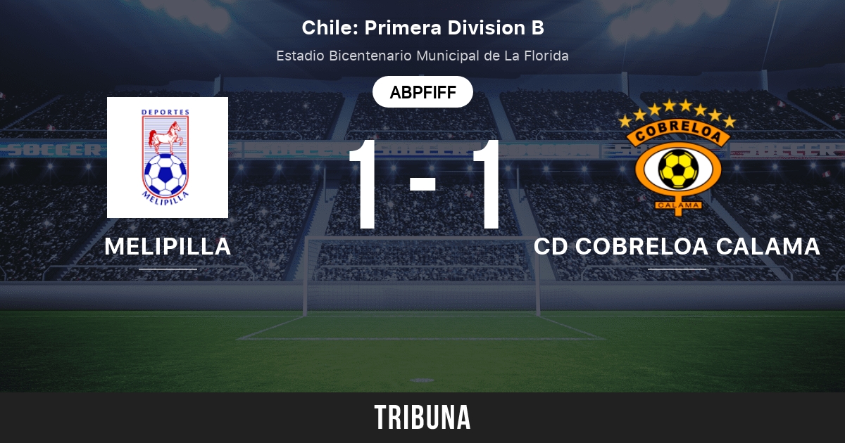 Melipilla Vs Cd Cobreloa Calama Live Score Stream Und Head To Head Ergebnisse 16 09 2020 Vorschau Der Partie Melipilla Vs Cd Cobreloa Calama Team Anstosszeit Tribuna Com