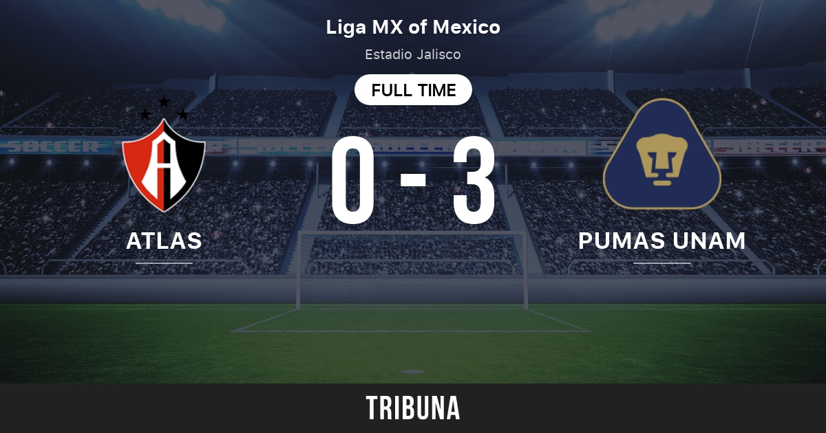 Atlas vs Pumas UNAM: estadísticas del enfrentamiento directo - 9/3/2022.  Tribuna.com