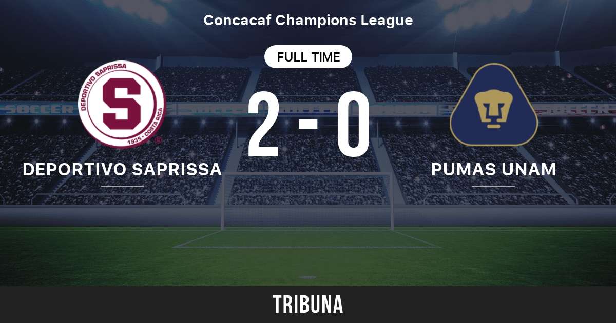 Pumas UNAM vs Deportivo Saprissa: Head to Head statistics match -  2/23/2022. Tribuna.com