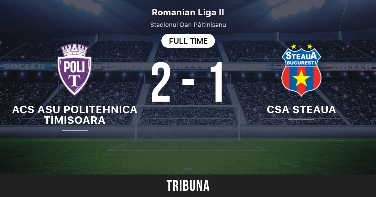 Acs Asu Politehnica Timisoara vs CSA Steaua Bucureşti: Match des  statistiques face à face - 11/28/2021. Tribuna.com