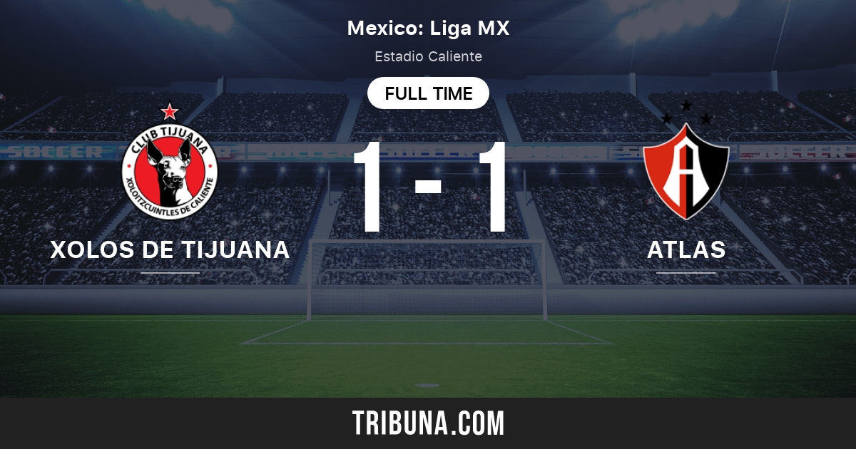 Xolos de Tijuana vs Atlas estadísticas del enfrentamiento directo 3