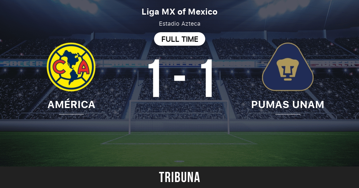 América vs Pumas UNAM: estadísticas del enfrentamiento directo - 4/22/2023.  Tribuna.com