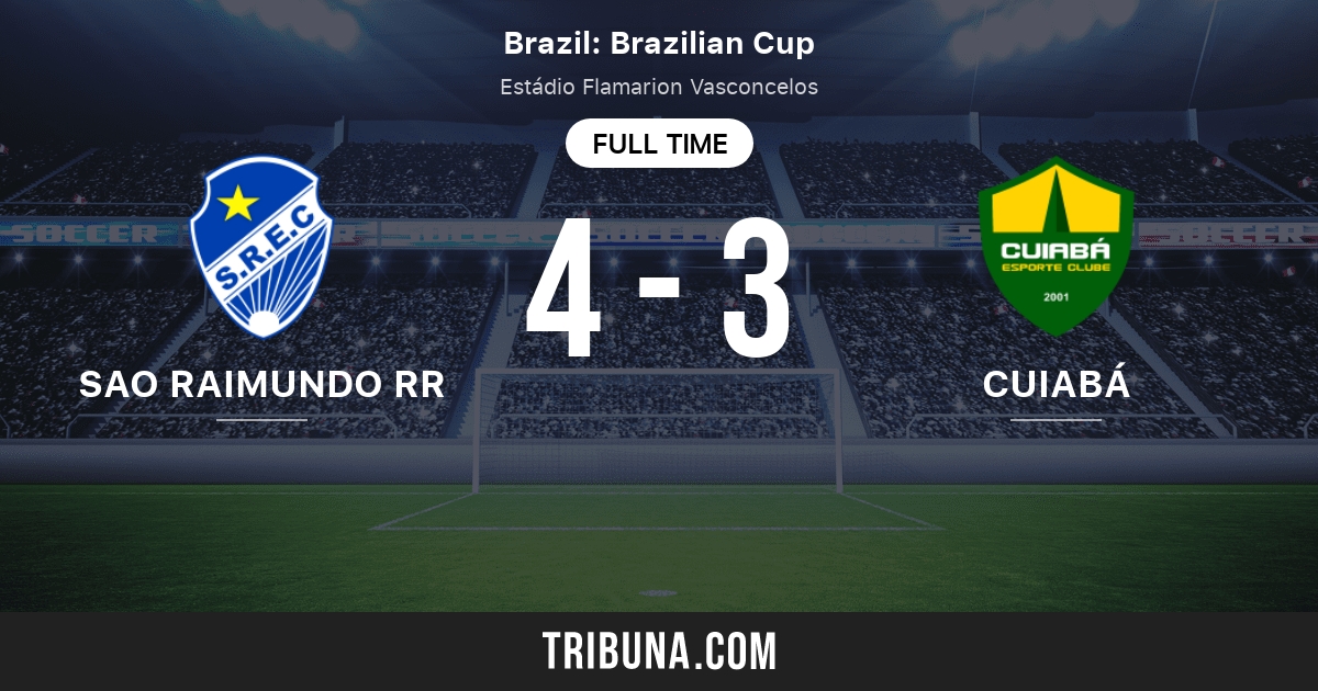 Sao Raimundo RR vs Cuiaba Esporte Clube MT Standings in Brazil. Copa do Brasil 2/22/2023