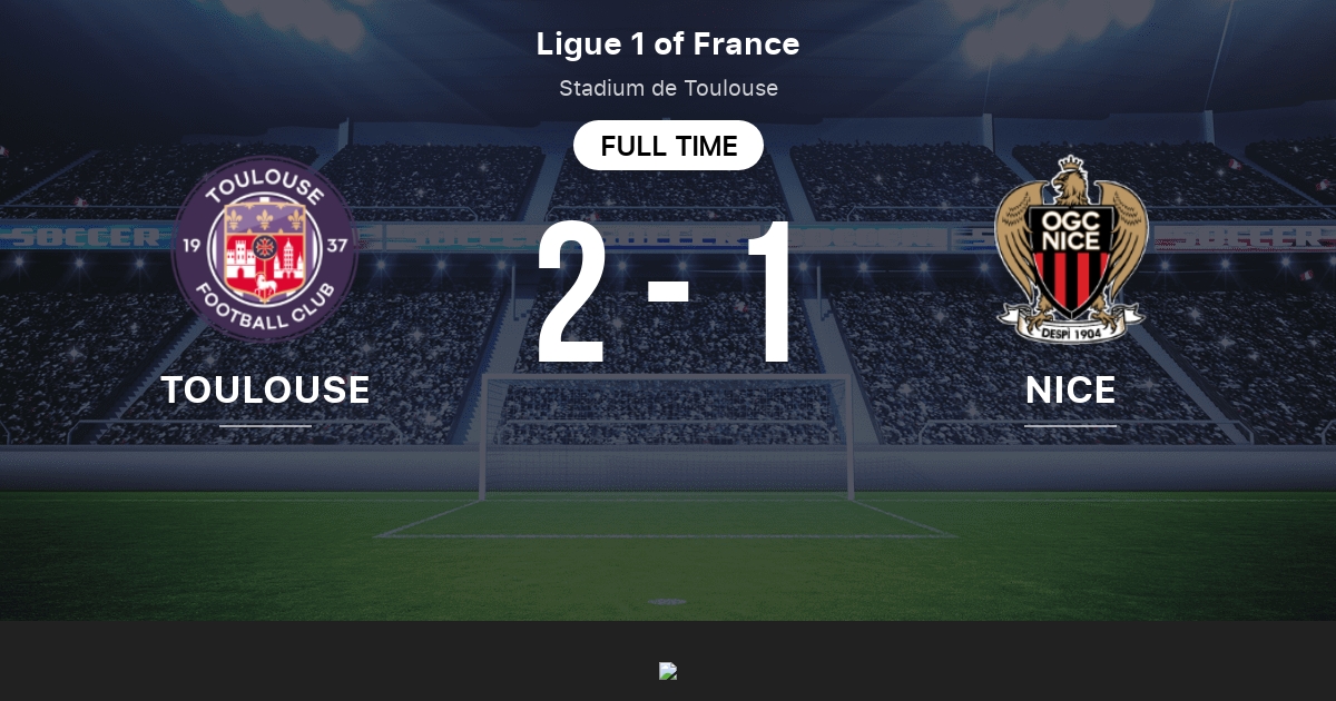 Toulouse vs Nice Punteggi live, Stream e risultati Testa a Testa 3/3