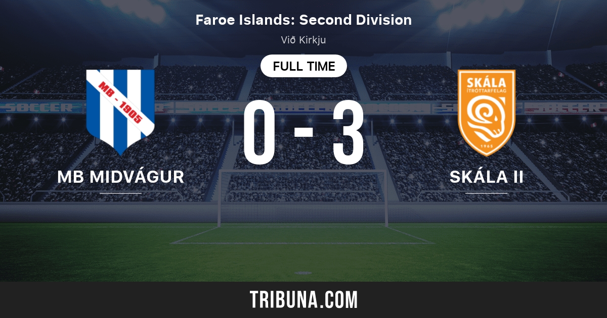 MB Midvágur vs Skála II Standings in Faroe Islands 2. Deild 5/4/2024