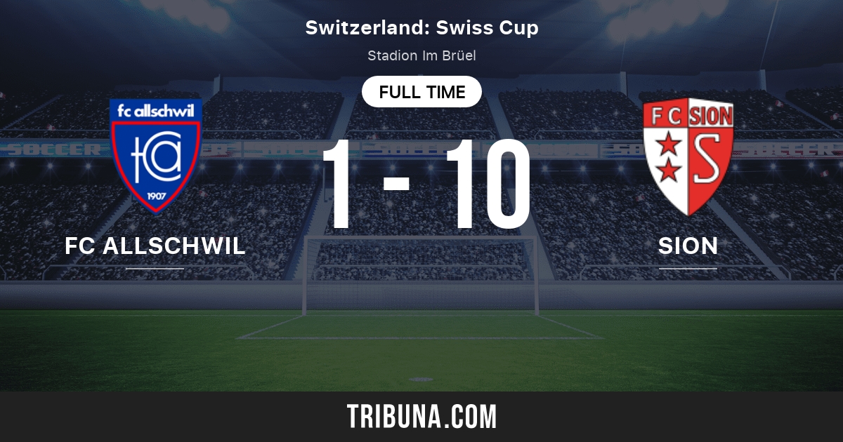Fc Allschwil Vs Sion Standings In Switzerland Schweizer Cup 08 17 2019