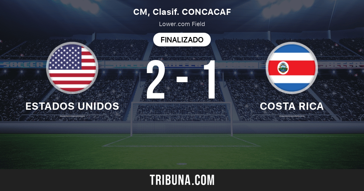 Estados Unidos vs Costa Rica Marcador en vivo, Retransmisión y