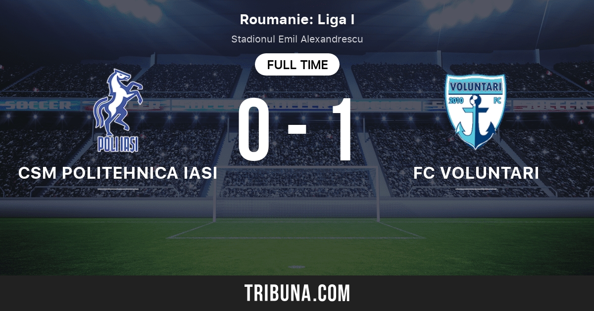 Csm Politehnica Iasi Vs Fc Voluntari Score En Direct Stream Et Resultats H2h 22 04 2021 Avant Match Csm Politehnica Iasi Vs Fc Voluntari Equipe Heure De Debut Tribuna Com