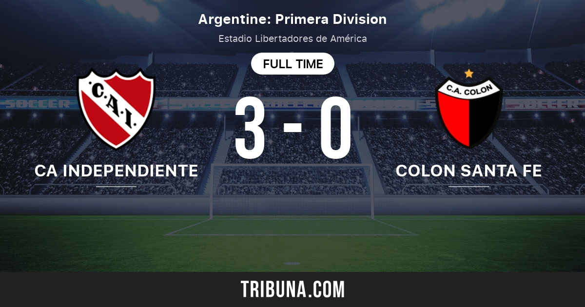 Ca Independiente Vs Colon Santa Fe Score En Direct Stream Et Resultats H2h 29 08 2021 Avant Match Ca Independiente Vs Colon Santa Fe Equipe Heure De Debut Tribuna Com